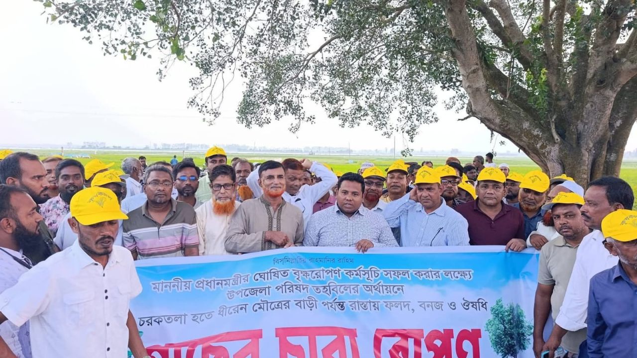 নওগাঁয় উপজেলা প্রশাসনের আয়োজনে নানা প্রজাতির গাছের চারা রোপণ কর্মসূচির উদ্বোধন